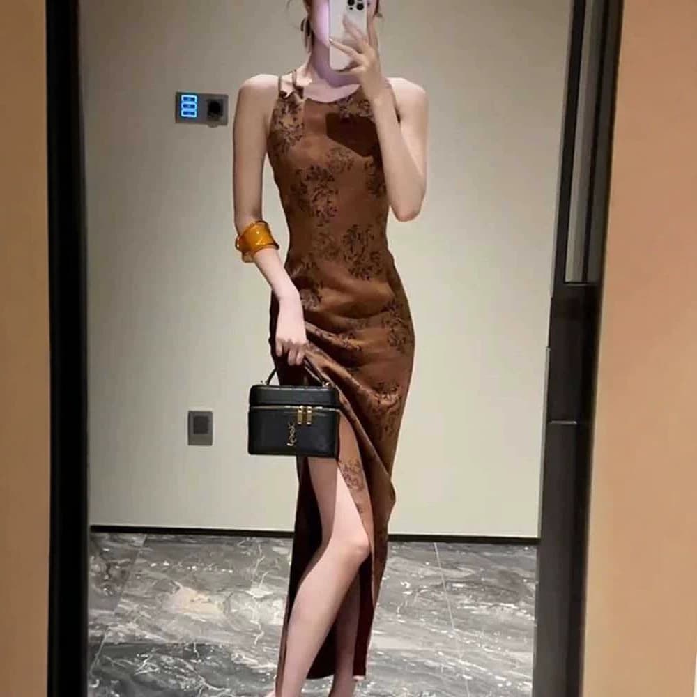 Improved cheongsam new Chinese style national style slit dress 2026 new summer banquet dress dinner occasion women's wear