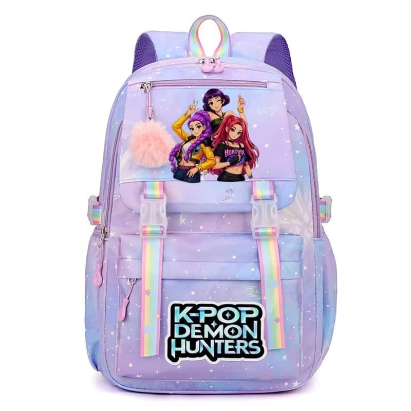 Kpop Demon Hunter Girl Group Cartoon Backpack for Girls, Large Capacity School Bag for Students, Lightweight Backpack for Elementary School Students
