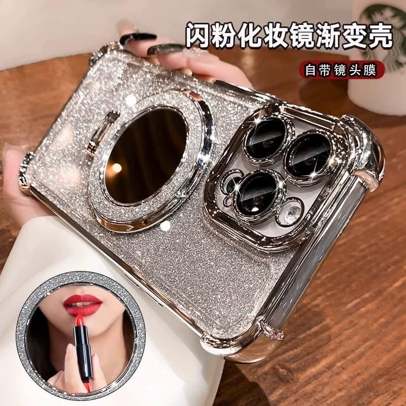 Touch-up Mirror Compatible with Samsung A16 Phone Case A55/A15 Lens Film A07/A06 Electroplated Glitter A17 Shockproof