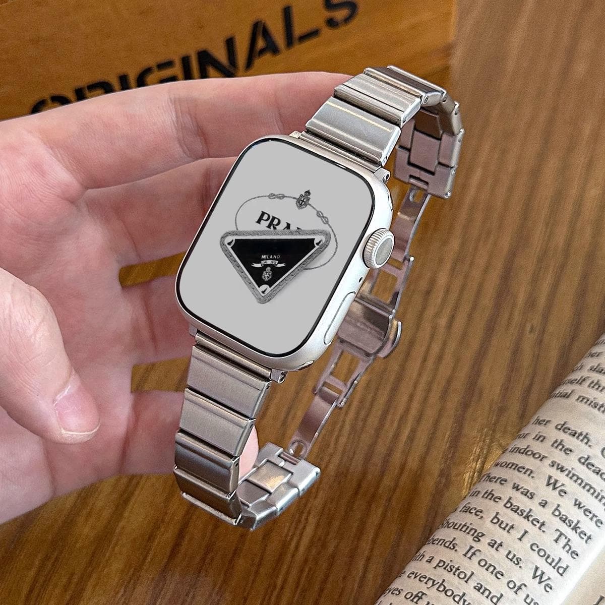 Suitable for Apple Apple Watch bamboo stainless steel watch strap iwach10 one-bead women's small waist watch strap
