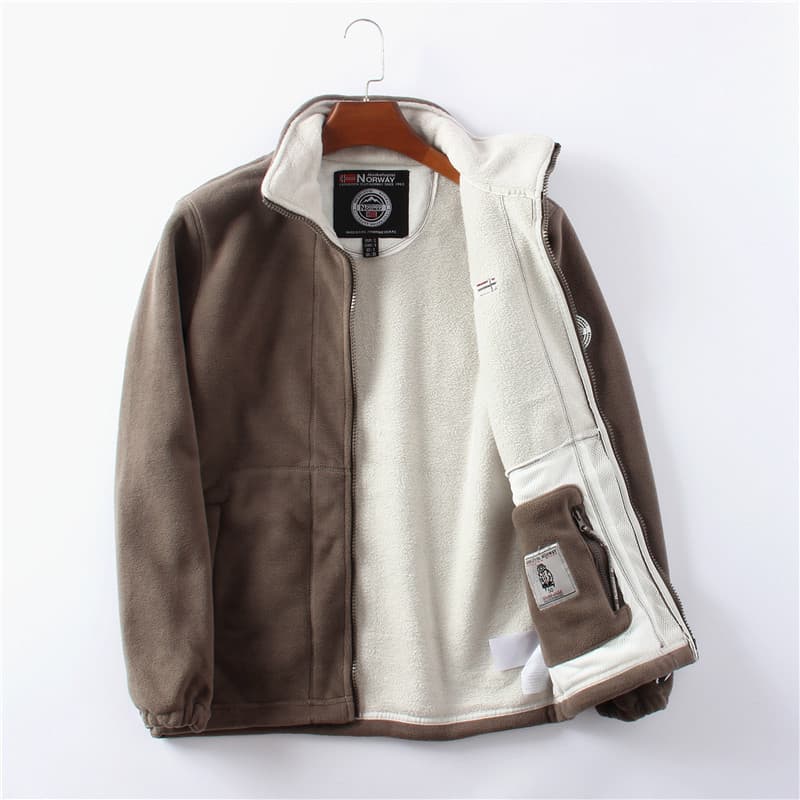 Export Norway Order Fleece-Lined Thick Double-Sided Polar Fleece Jacket Men's Autumn Winter Warm Casual Loose Plus Size Coat
