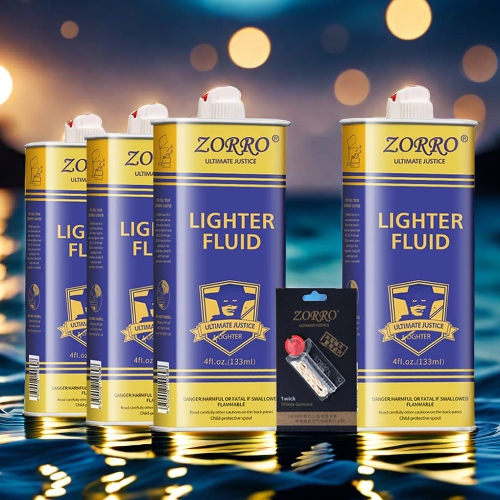 Lighter fuel, tools, universal flints, wicks, fuel-saving pads, degreased cotton, flame adjustment plates, cotton thread