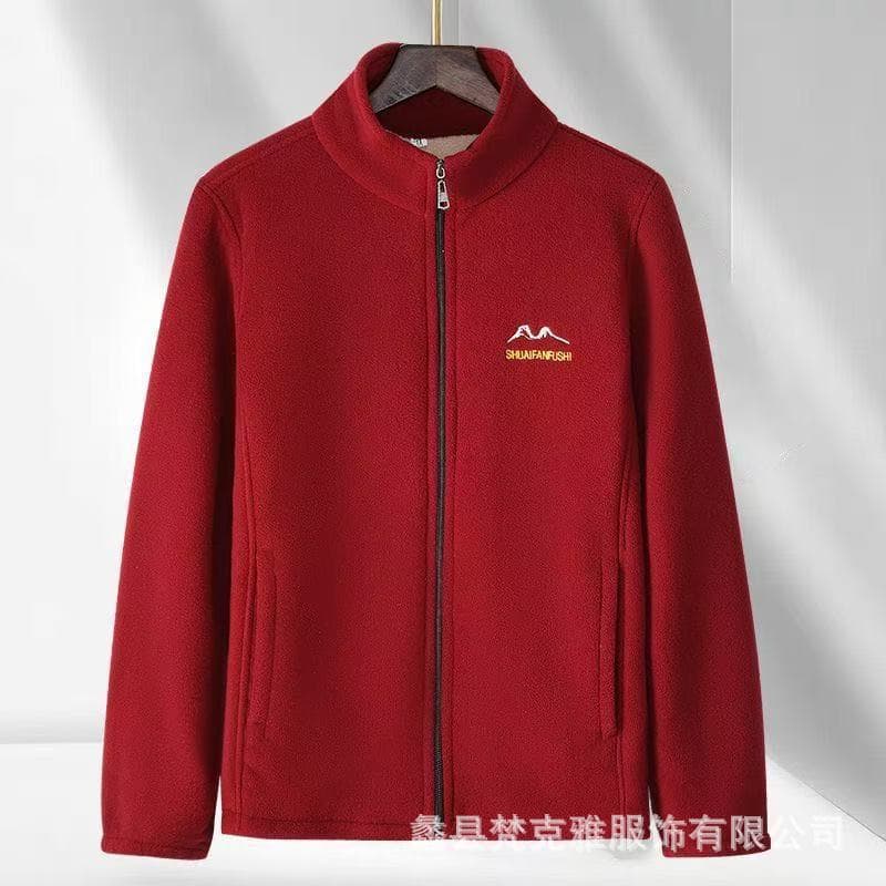 Middle-aged and elderly women's clothing, autumn and winter thickened polar fleece cardigan hoodie jacket, casual plus-size fleece top, mother's outfit