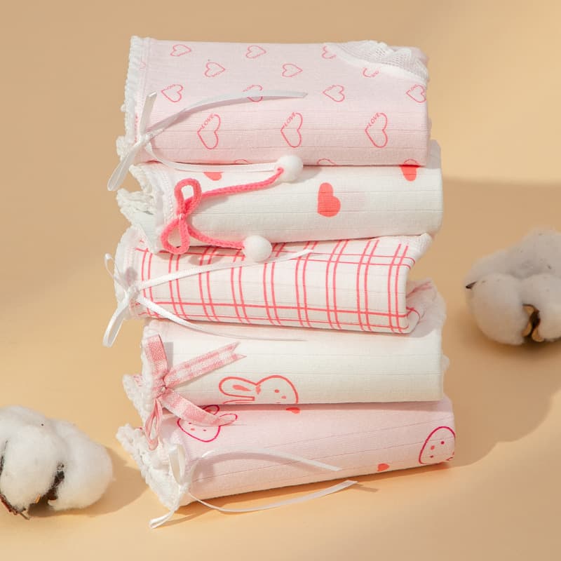 Japanese Cute Girl Panties Love Bunny Print Women's 10A Antibacterial Gusset Mid-Waist Hipster Briefs