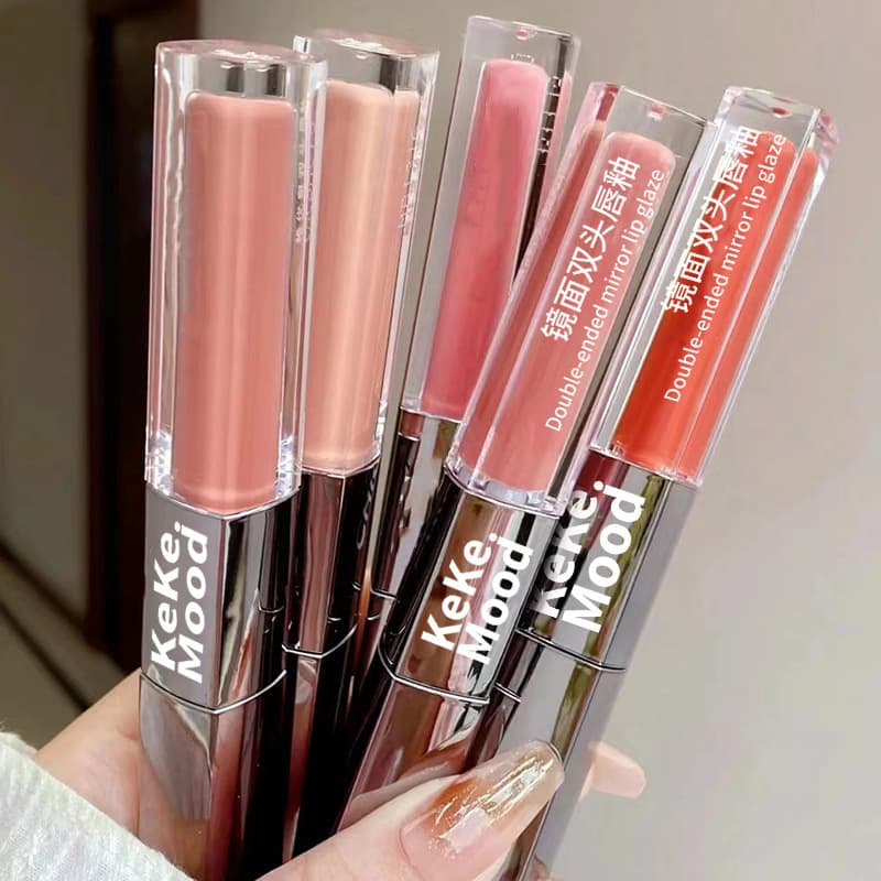kekemood Double-Ended Lip Gloss Waterlight Mirror Velvet Brightening Lipstick Moisturizing Girly Makeup Lipstick Wholesale