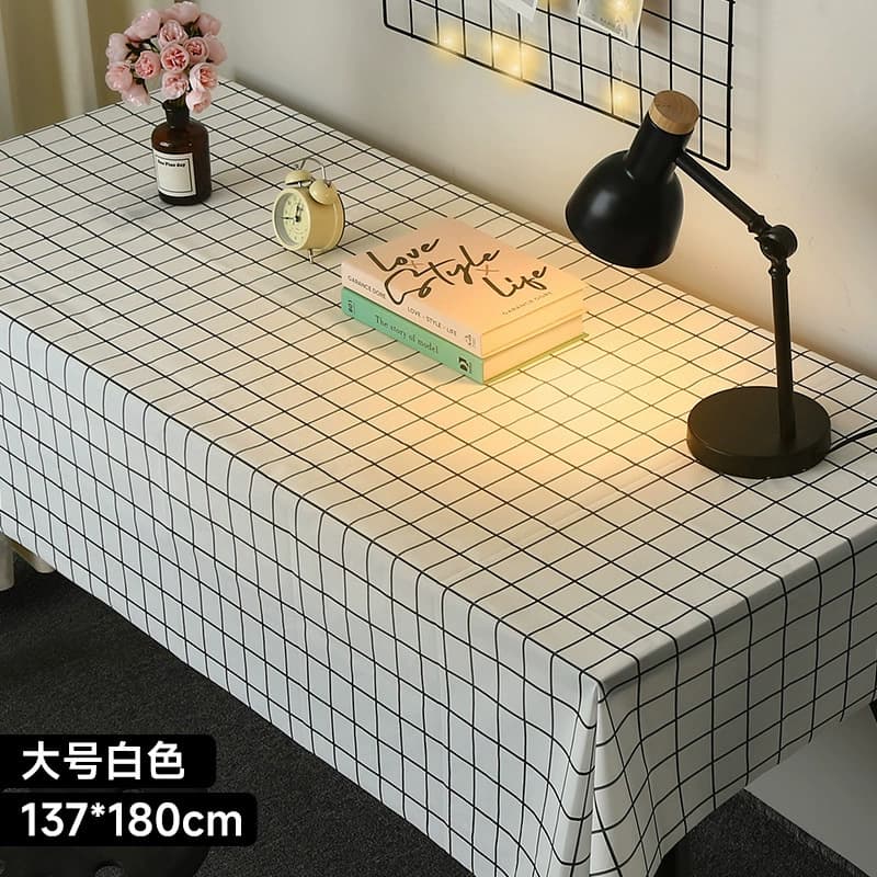 Waterproof and Oil-Proof Tablecloth, No-Wash, Ins Style, Accessible Luxury Rectangular Tablecloth, Coffee Table PEVA Student Desk Mat