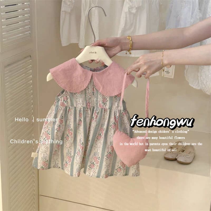 【Pink House】Girls' Chinese-style Floral Dress Baby Princess Dress Vintage Fashionable Girl Chic