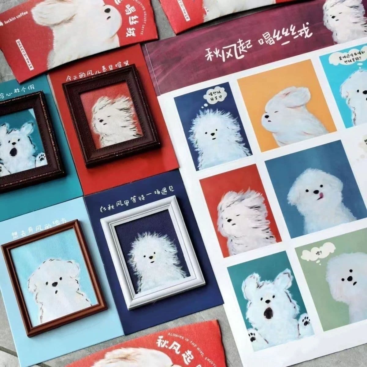 Popular collaboration: Scribbled puppy fridge magnet, magnetic photo frame, cute cartoon gift.