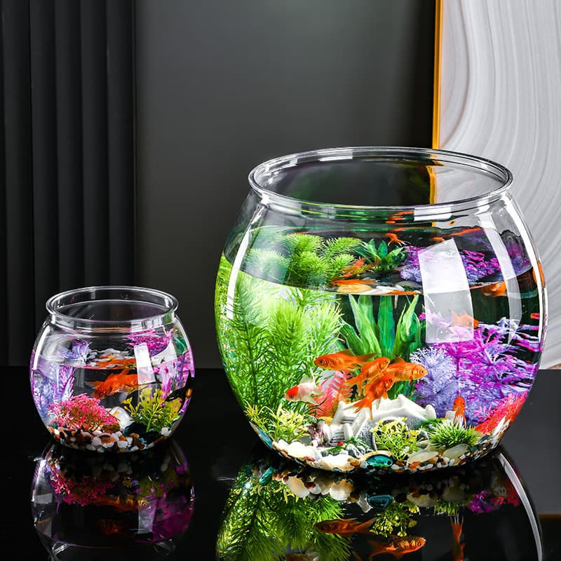 Transparent Simple Durable Plastic Pet Fish Tank Small Size Desktop Hydroponic Goldfish Tank Multi-style Crash-resistant