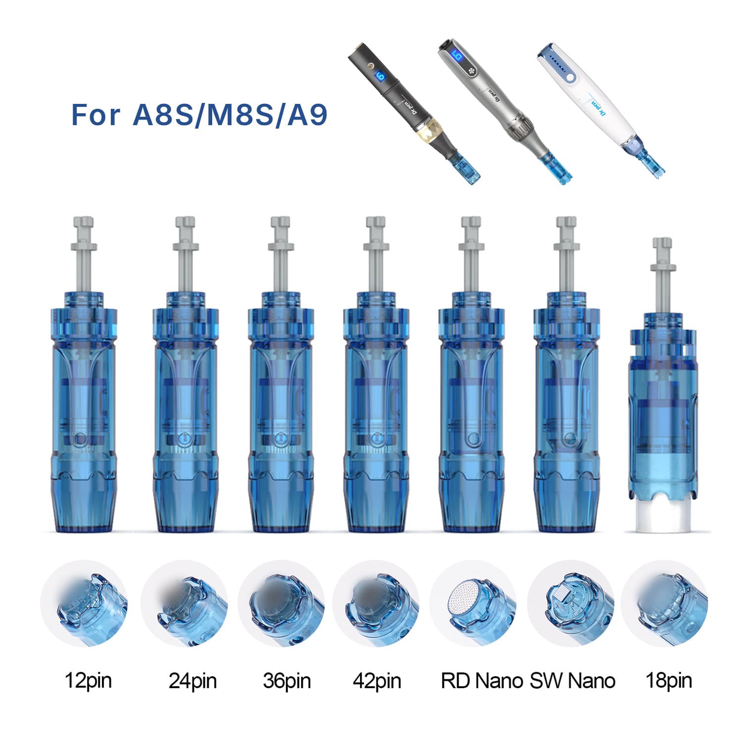 Compatible with Dr.pen A8S/A9/M8S electric microneedle pen nanohead anti-backflow consumable microcrystalline nanoneedle