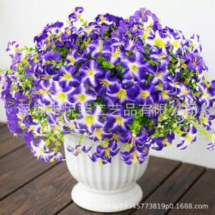 Faux Pansy Flowers 5 Branches 3 Blooms Courtyard Garden Balcony Porch Hanging Basket Arch Window Box Flower Box Universal