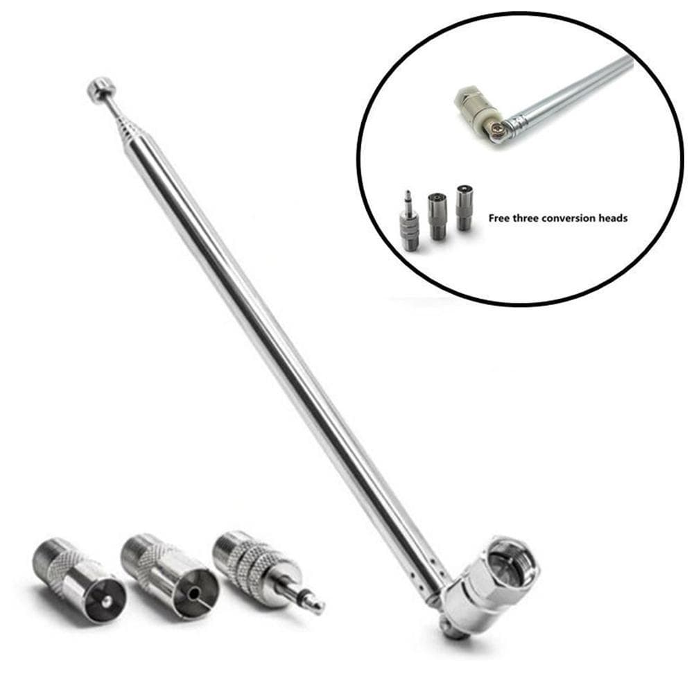 7120 Radio Telescopic Antenna F-Head to 3.5mm TV Head TV Female Head Total Length 76cm Three-Piece Adapter
