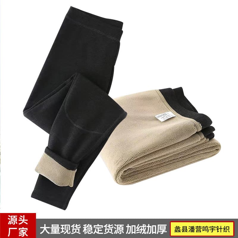 Deer Fleece Lined Thermal Pants for Men 2025 Autumn Winter Mid-Aged and Elderly Sheep Fleece Composite High Waist Knee Protection Cotton Pants