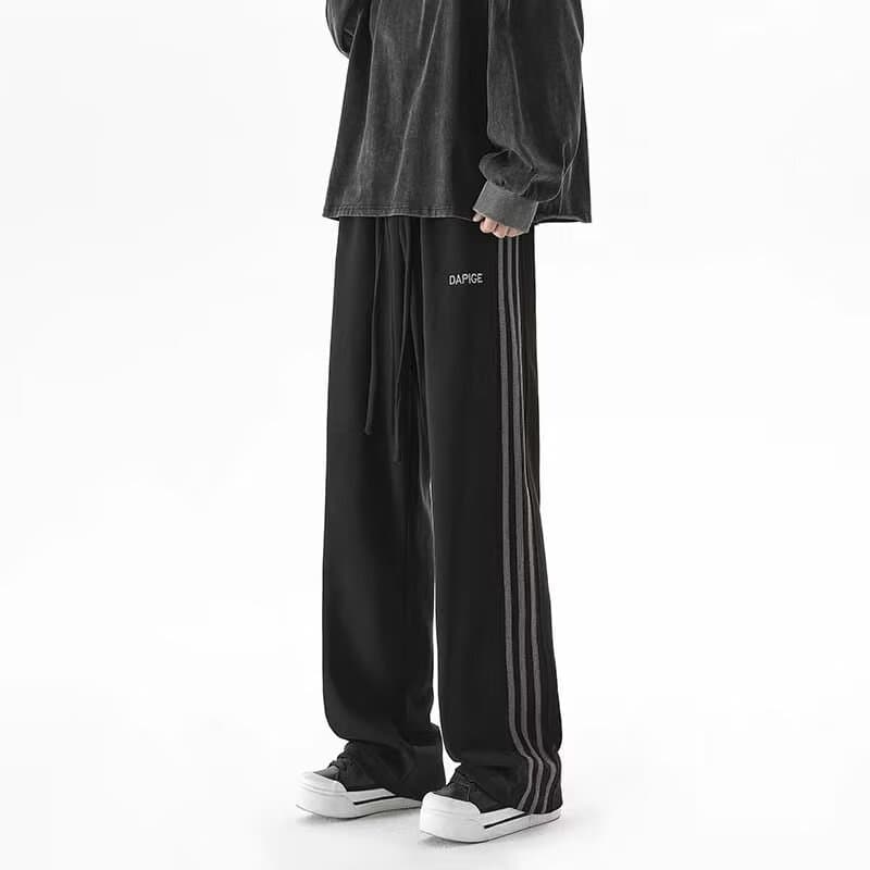Grey Men's Straight Leg Wide Leg Pants Loose Fit Spring Autumn American Style Sporty Casual Long Trousers Polyester Fiber