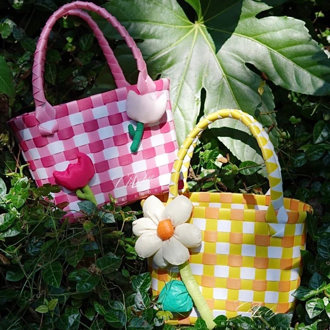 Handmade DIY Woven Summer Rainbow Color Vegetable Basket Wedding Souvenir Gift Box Baby Full Moon Hundred Days Gift Box