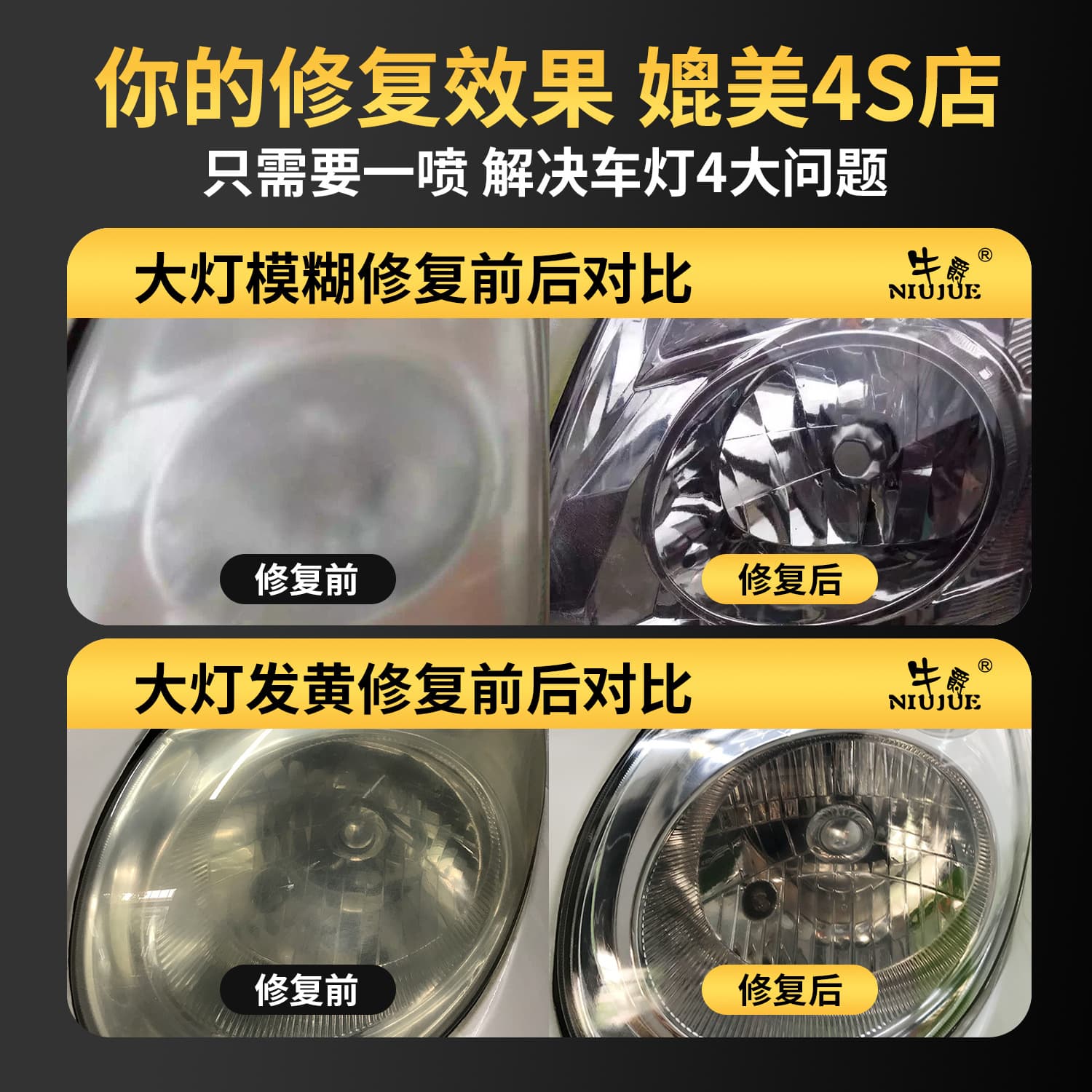 Car Headlight Restoration Kit Headlight Renewal Tool Set for Yellowing, Foggy, and Scratched Lenses Headlight Coating Agent Factory Wholesale