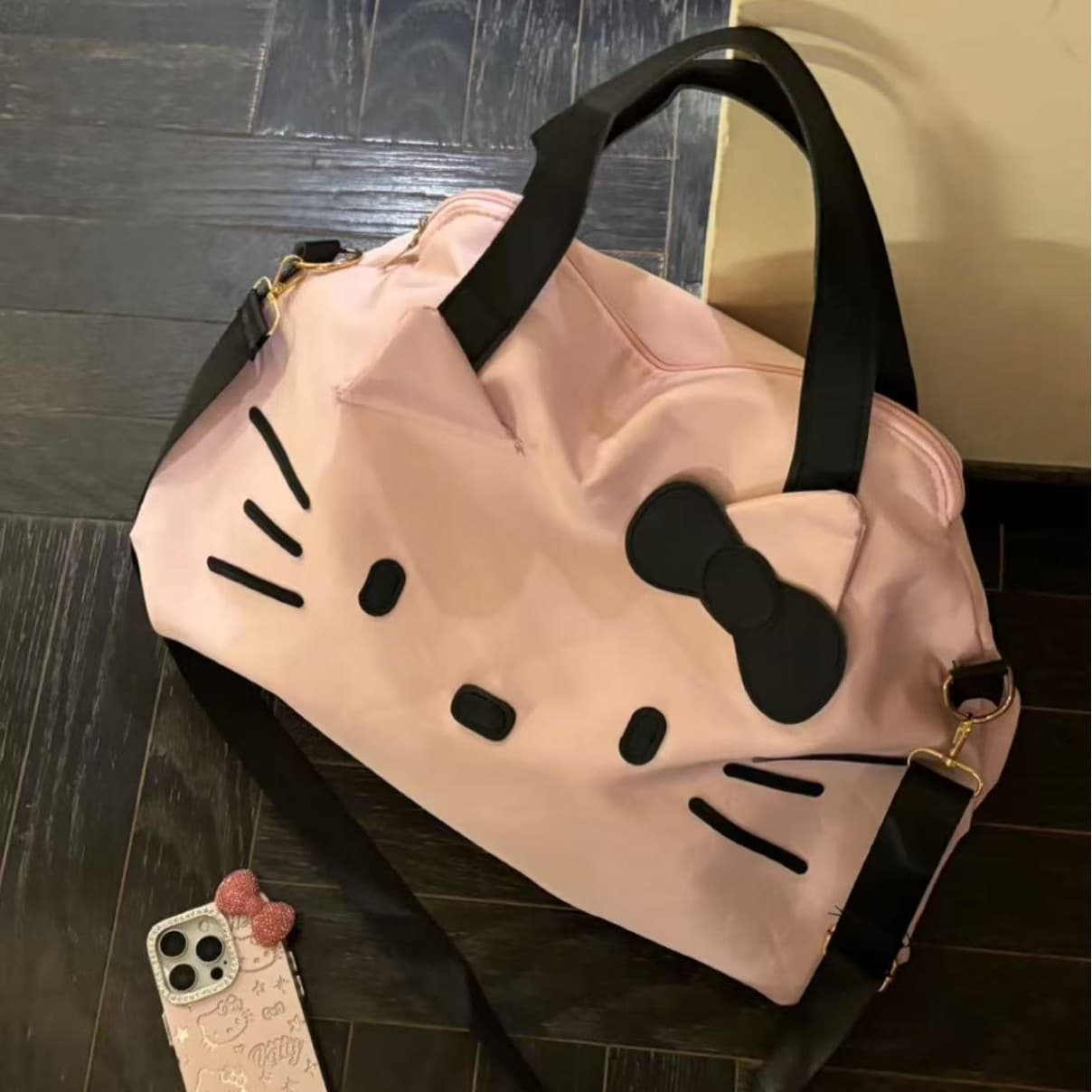 Cute Hello Kitty Travel Bag Girly Heart Large Capacity Luggage Bag Travel Sports Handbag Crossbody Bag