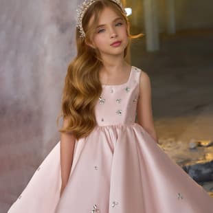 New Girls Evening Dress Pink Satin Short Little Girl Birthday Party Children Princess Dress Tutu Skirt Spring