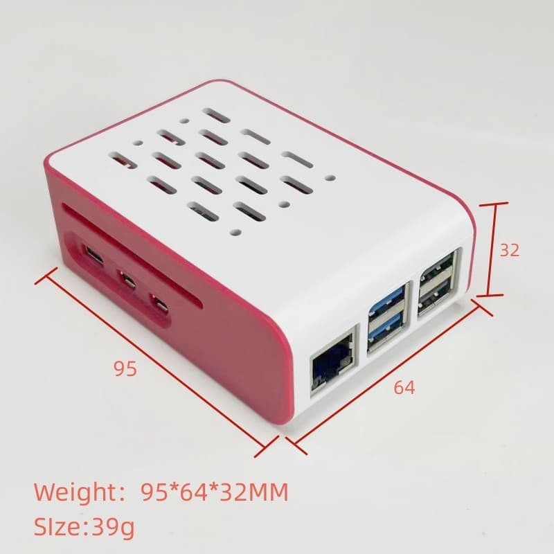 Raspberry Pi 5 Model B Red-White Cooling Case with Cooling Fan Protective Shell