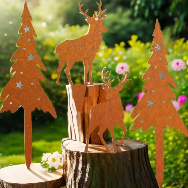 Christmas decoration rusty reindeer Christmas tree home outdoor garden metal iron ornaments plug-in crafts