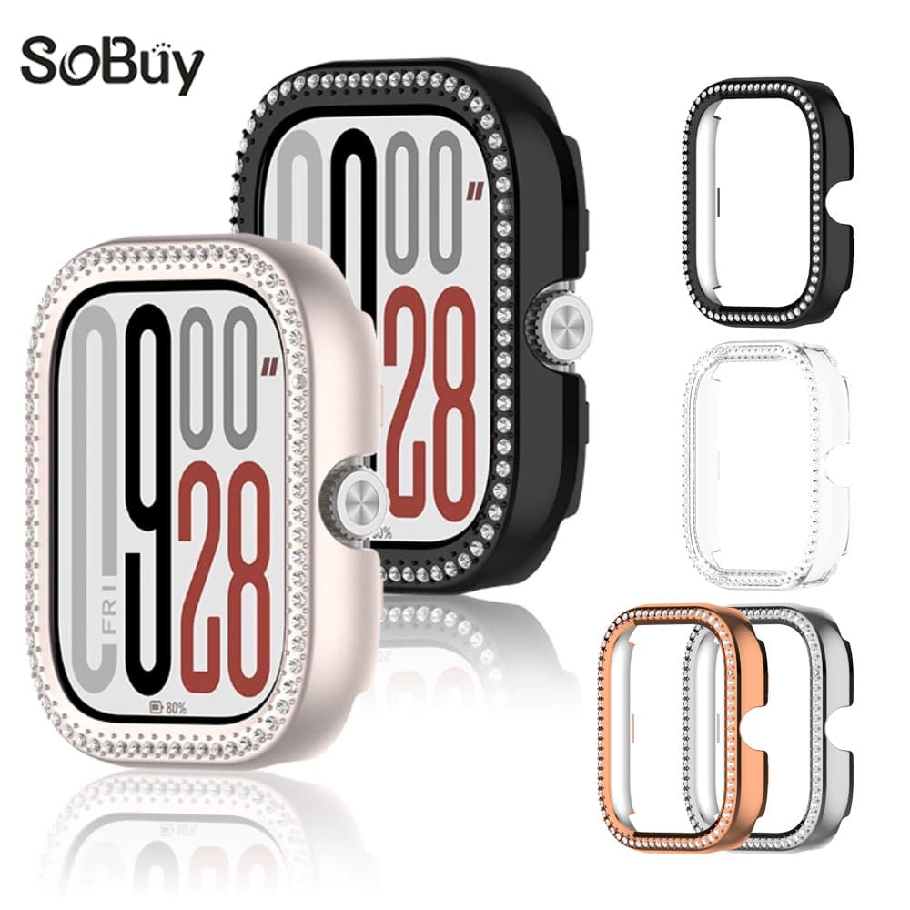 Compatible with Redmi Watch 6 Protective Case PC Hollow Rhinestone Redmi Watch 45 Half-Cover Case