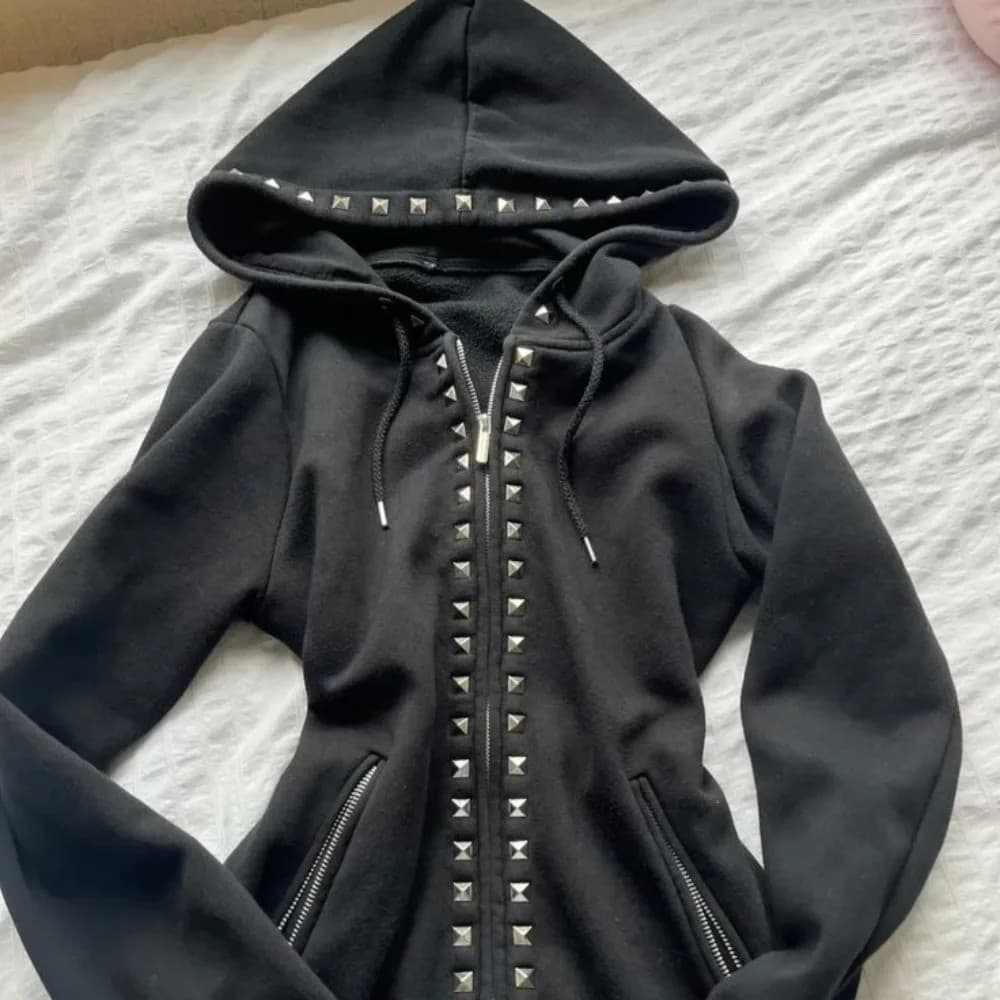 2026 autumn and winter European and American cross-border retro hooded hot diamond street slim jacket Y2k zipper men's and women's sweatshirt wholesale
