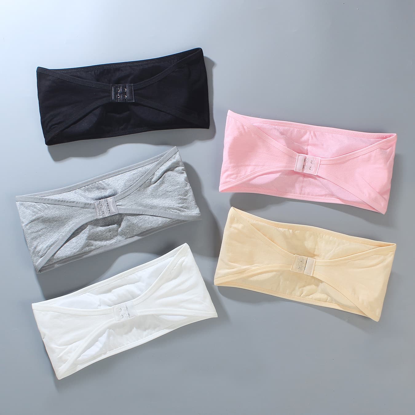 Strapless Cotton Bandeau Tops with Hook-and-Eye Closure and Insert Pads for 7-13 Year Old Schoolgirls