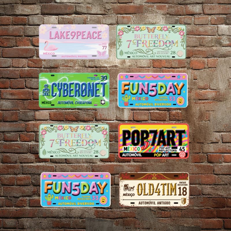Customizable Cross-Border American Vintage License Plate Wall Advertising Decor, Tin Sign Metal Sheet Art for Bars and Restaurants