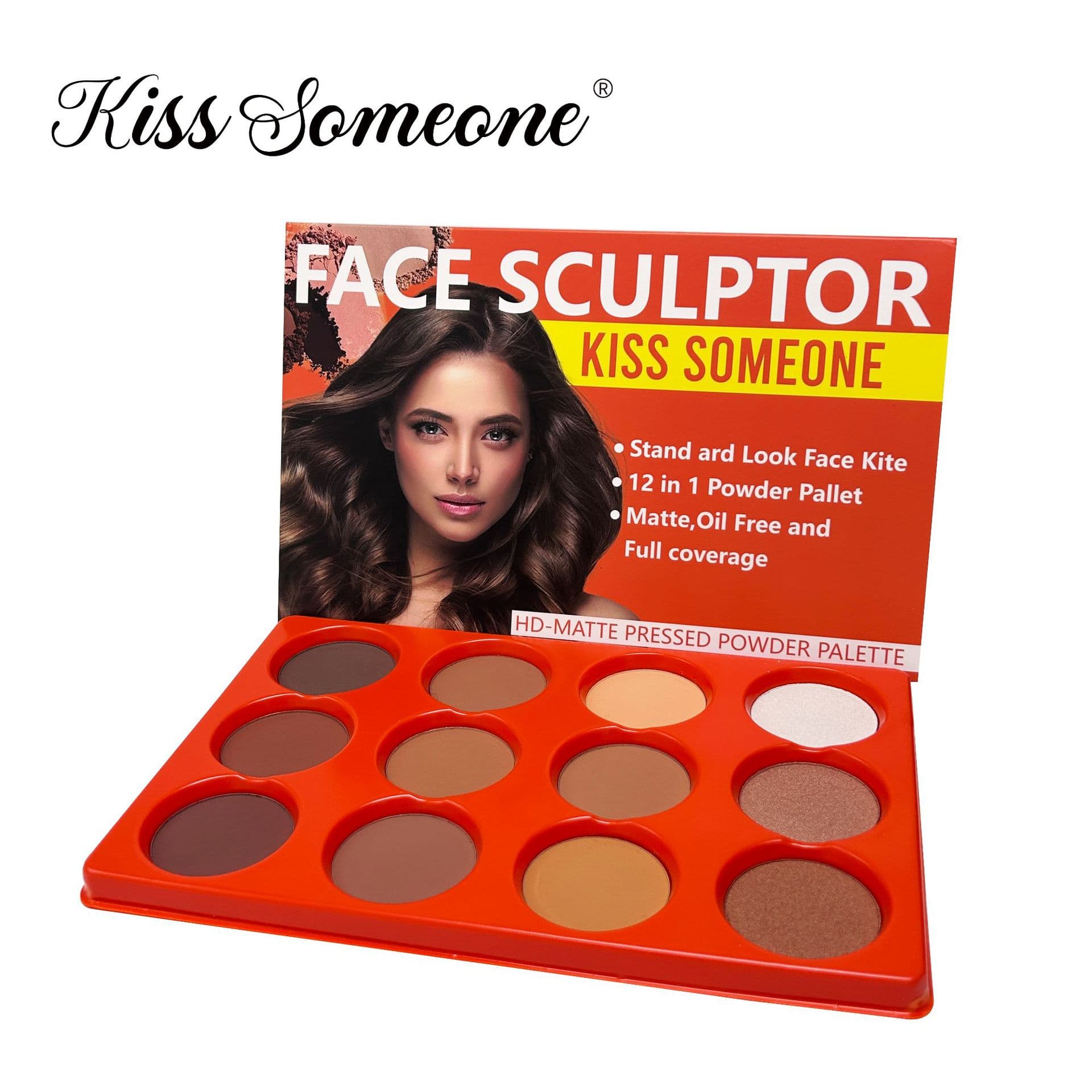 Cross-border New 12-Color Powder Palette Matte Contour Blush Highlight Concealer Contour Powder Dark Skin Black Powder Palette
