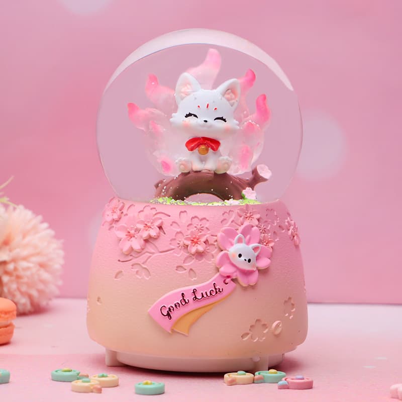 Auspicious Spirit Fox Crystal Ball Music Box Cartoon Nine-Tailed Fox Daji Music Box Princess Girl Birthday Gift Wholesale
