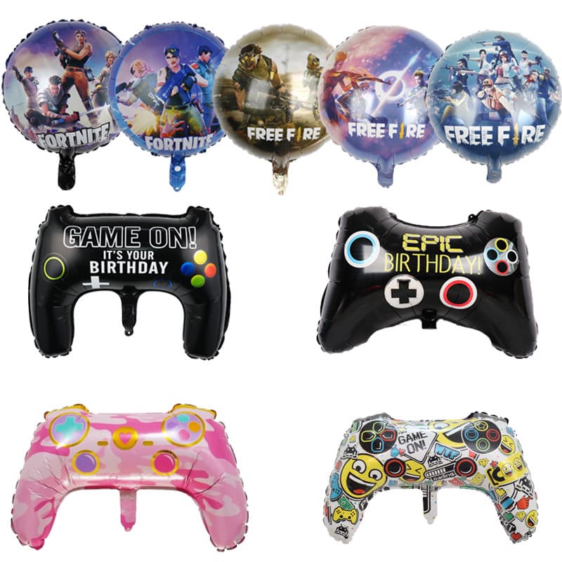 18-inch Fortnite Game Controller Aluminum Foil Balloon for E-sports Gaming Birthday Party Decoration Round Ball Wholesale