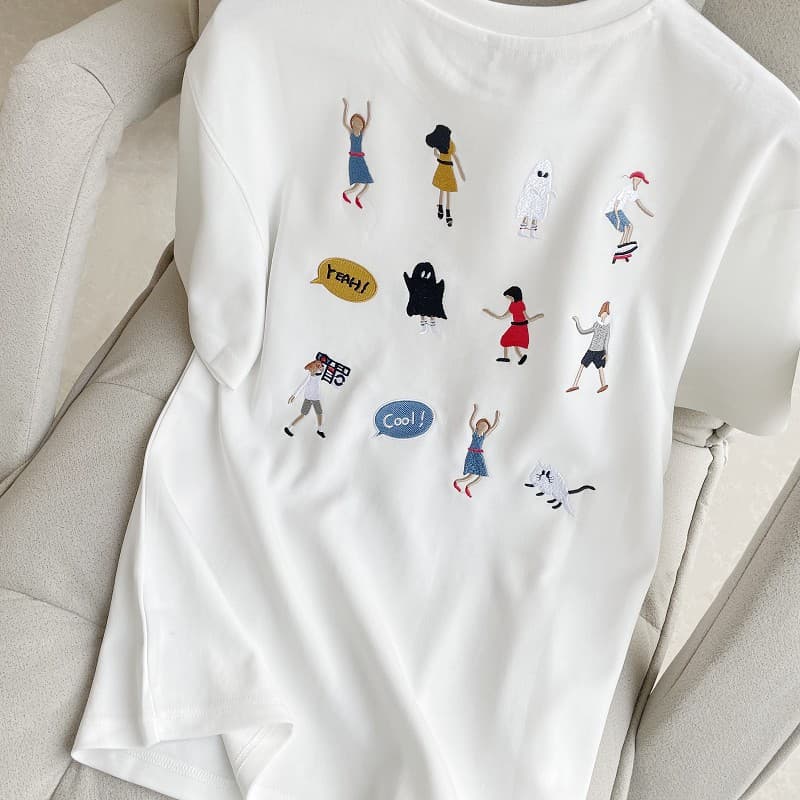 ADERH Summer T-Shirt Women Korean Fashion Brand Early Spring Cartoon Portrait Short Sleeve Couple Casual Loose Fit Top