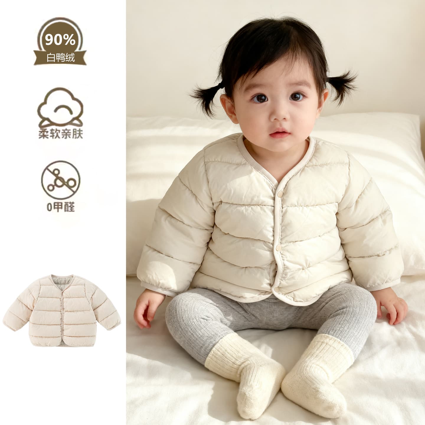 2025 Winter Infant and Toddler Down Jacket, Lightweight Style, 90% White Duck Down, Warm Inner Layer for Boys and Girls