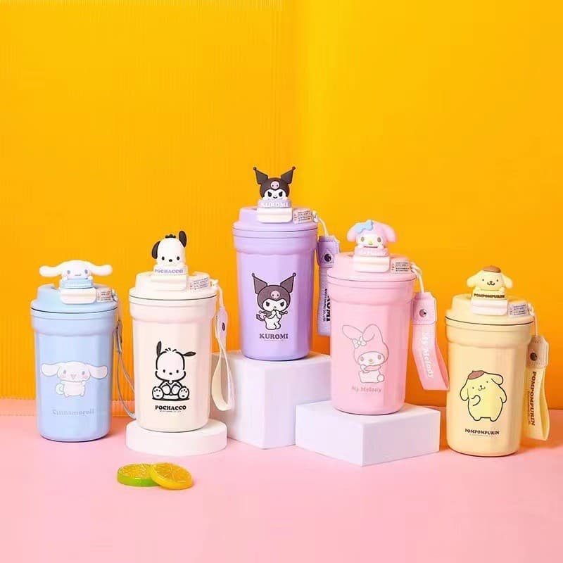 Kuromi Stainless Steel Coffee Insulated Cup Cute Water Bottle for Girls Couple Portable Cup 2024 New Pop-Up Cup