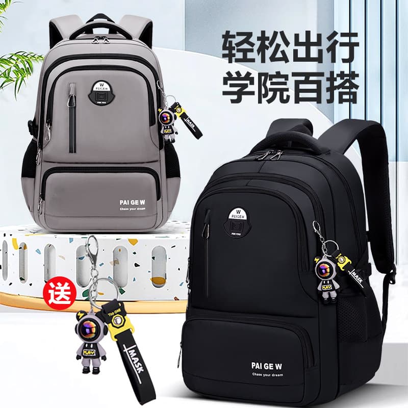 2024 New Middle School Student Backpack for Boys, High School and Junior High Students, Large Capacity, Lightweight, Pressure-Relieving Design