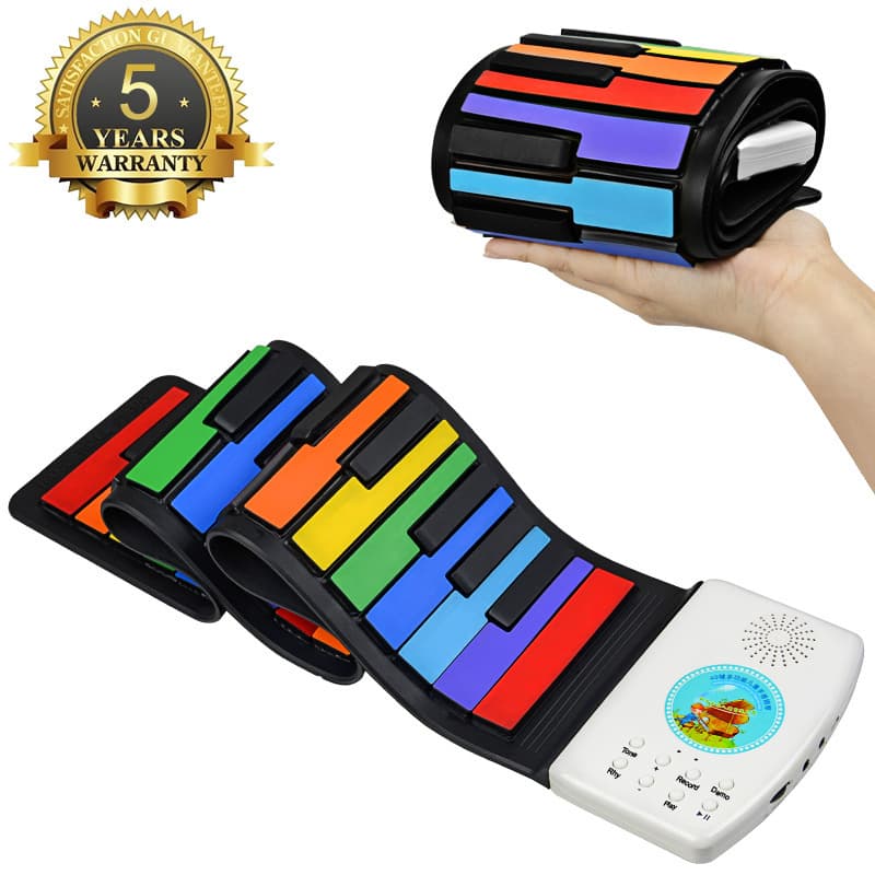 49-Key Roll-Up Piano Colorful Children's Electronic Thick Soft Silicone Portable Keyboard Drop Shipping