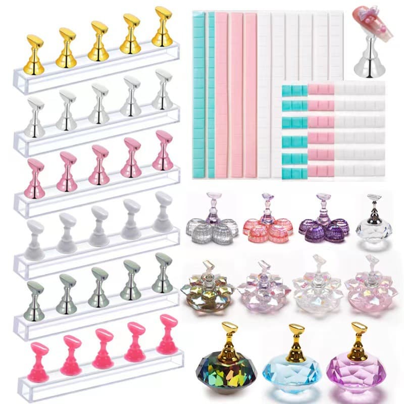 Diamond Base Nail Art Clay Nail Display Stand Practice Holder Resin Material Nail Art Works Show Case Japanese Style Nail Tips