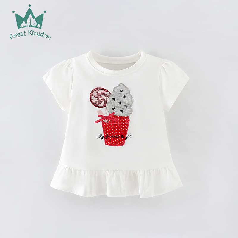 Girls Top Girls T-Shirt Summer Girls Short Sleeve T-Shirt Kids Round Neck Top European American Style Children's Top 25 Styles