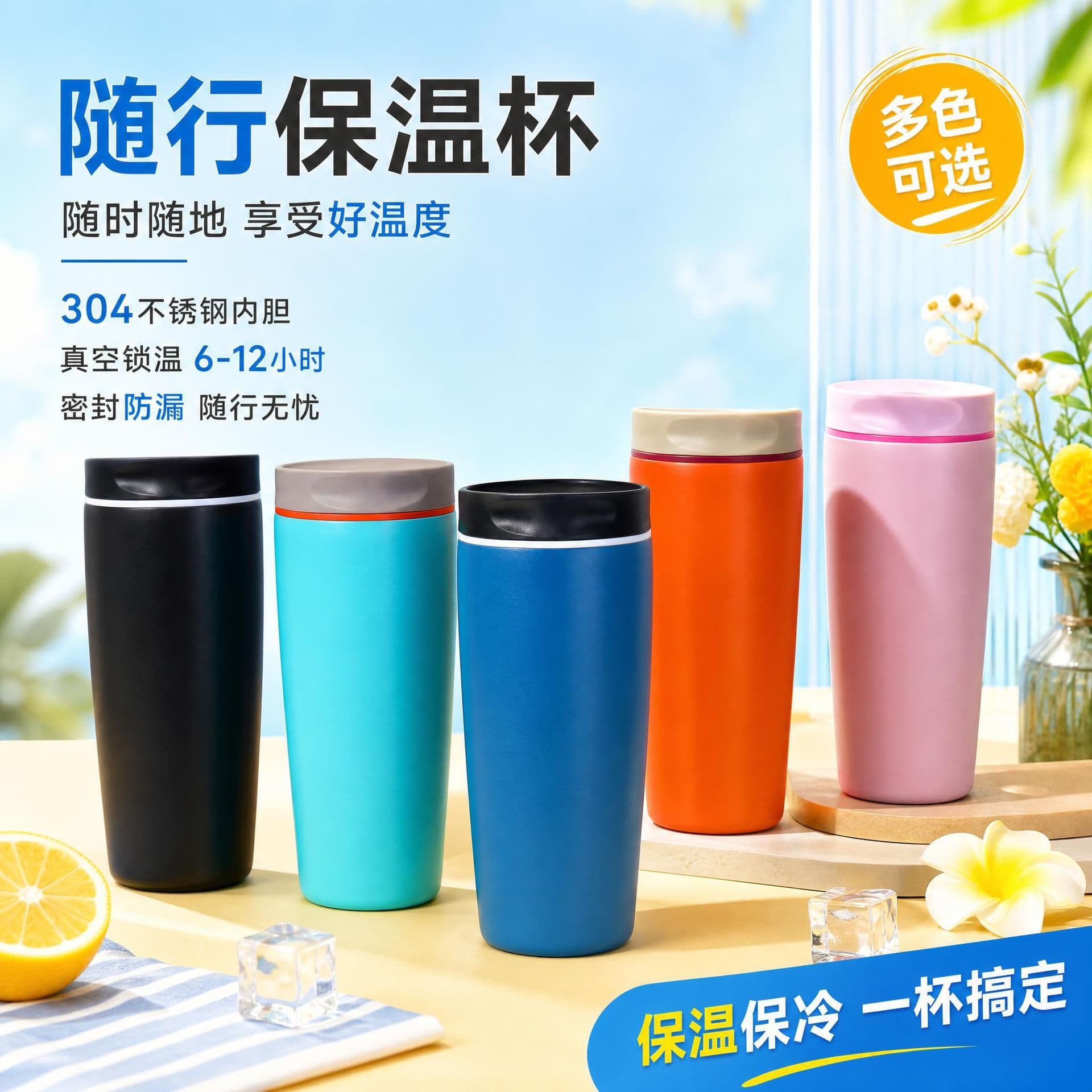 New Creative Coffee Cup 304 Stainless Steel Insulated Tumbler Student Portable Outdoor Business Water Bottle with Straw