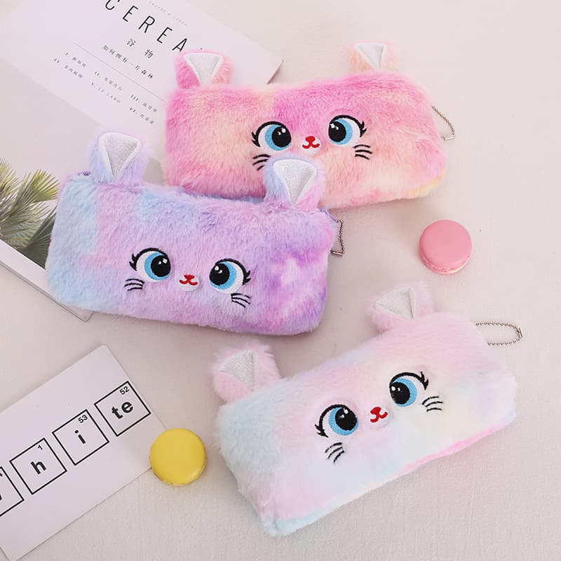 New Large Capacity Cat Cartoon Creative Simple Women's Student Stationery Zipper Pencil Bag Office Culture Pencil Case