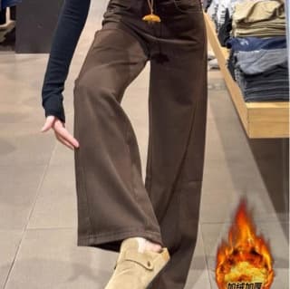 Coffee Wide Leg Jeans for Women Fall Winter New Design High Waist Loose Slimming Versatile Straight Leg Floor-Length Pants