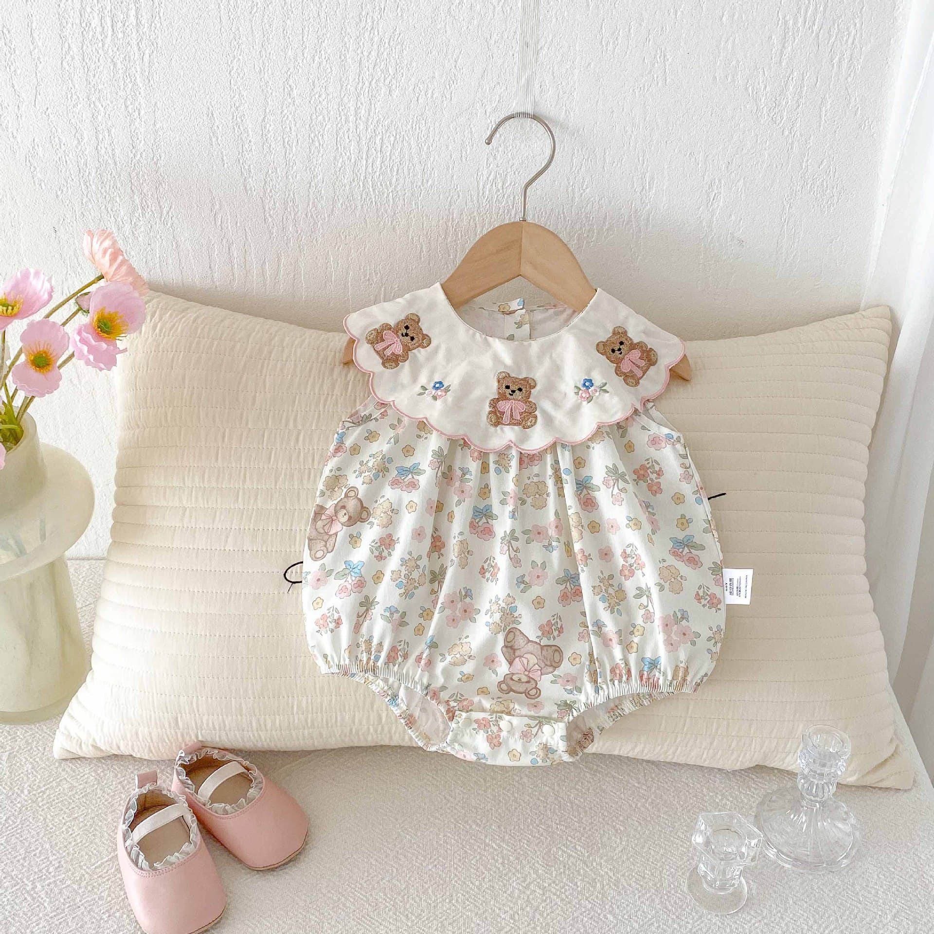 Baby Summer Newborn Clothes Korean Style Baby Girl Jumpsuit Cute Bear Romper Thin Cotton Onesie