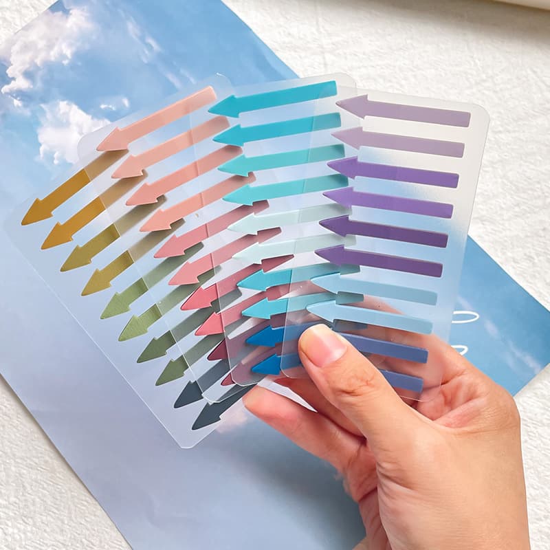 Pet Ultra-fine Arrow Marker Highlighting Note Waterproof Bookmark Colorful Semi-transparent Indexing Stickers