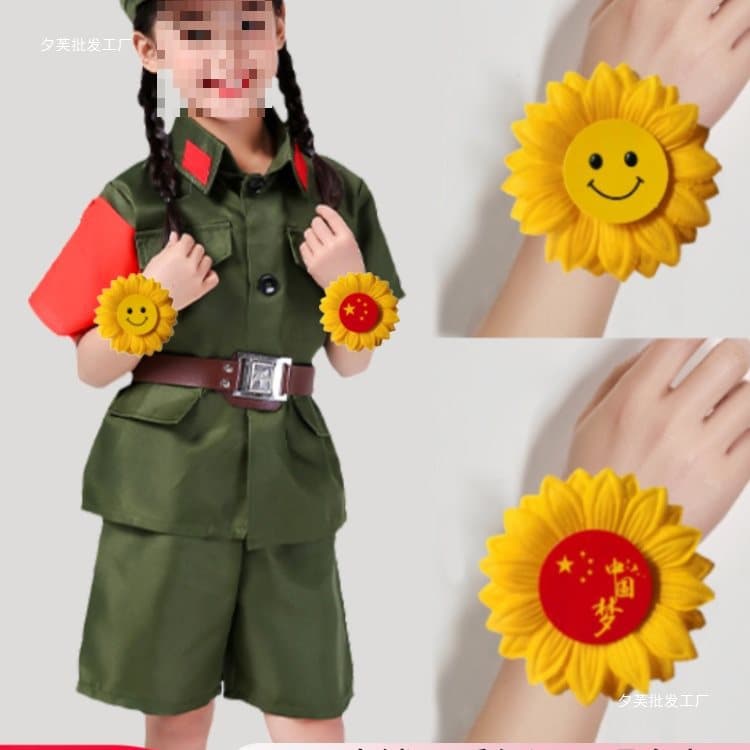 Sunflower wrist flowers for sports day entry, kindergarten children's dance performance props, chorus sunflower bracelets.