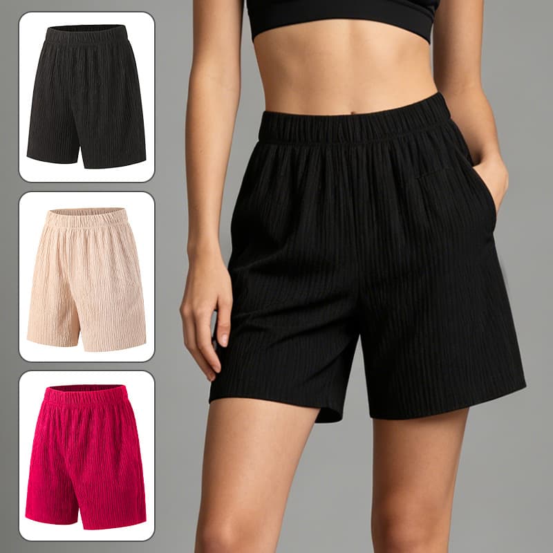 Summer Women's Casual Solid Color Shorts with Pockets, Plus Size Sports Running Pants for Cross-Border Platform