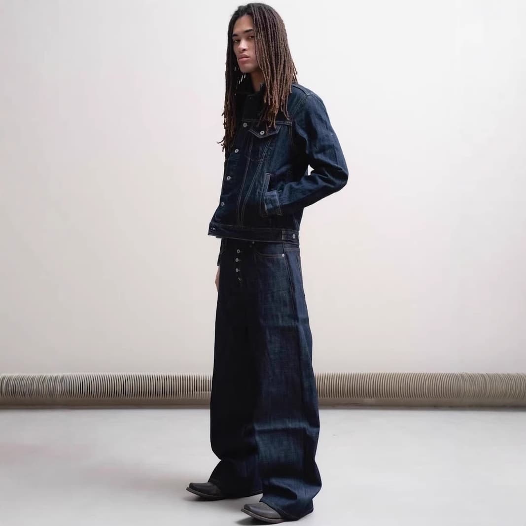 2025 New NO FAITH Curved Blade Raw Selvedge Denim Loose Baggy Fit Jeans