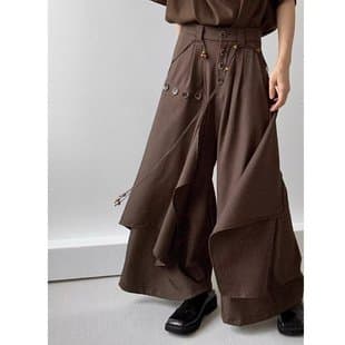 New Chinese Style Skirt Pants for Men Vintage Premium Culottes Niche Design Yohji Yamamoto Style Flowy Wide-Leg Pants