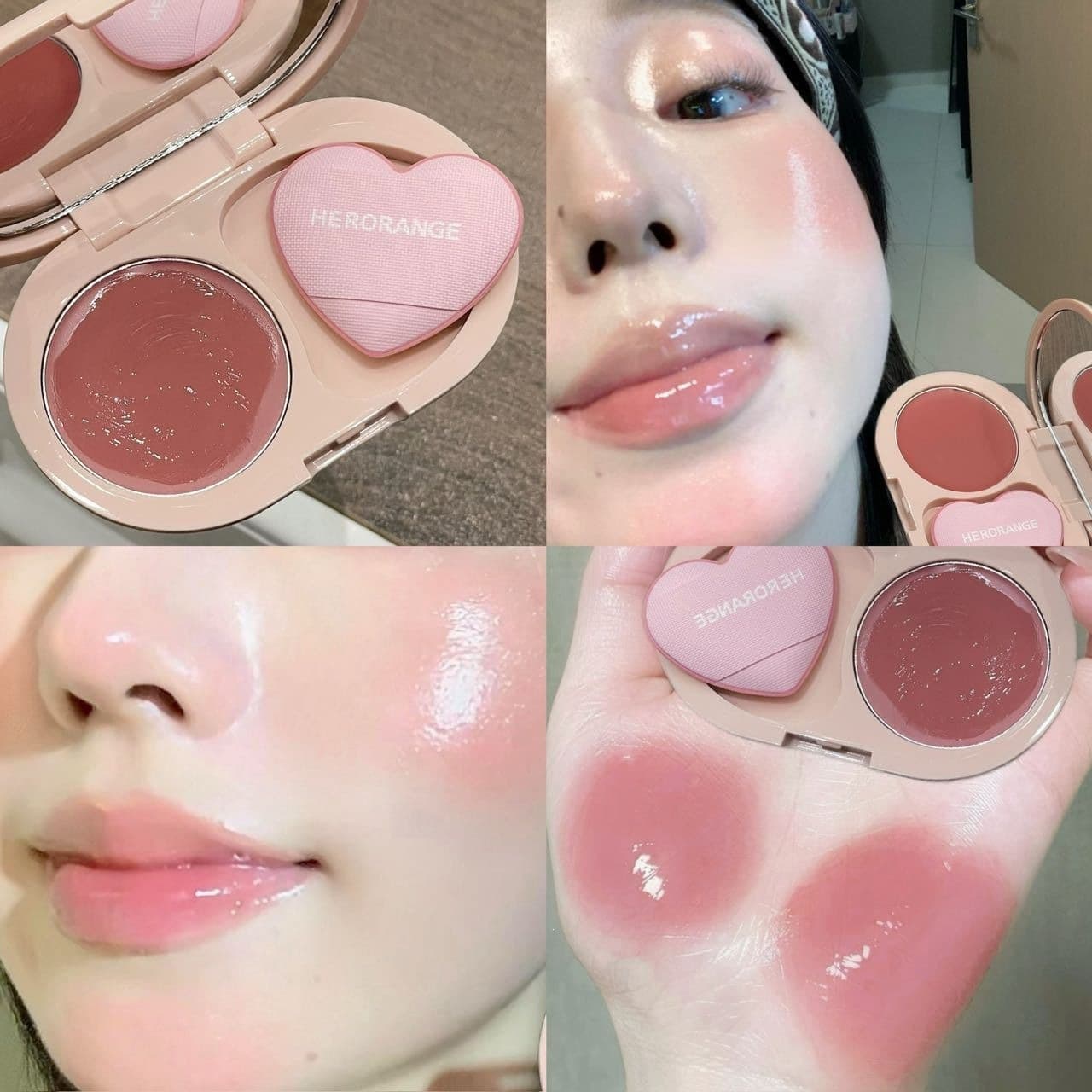 HERORANGE Soft Mist Cloud Flaw Multi-Use Cream Blush Lip Clay 2-in-1 Natural Complexion Boost Dewy Blush Beauty