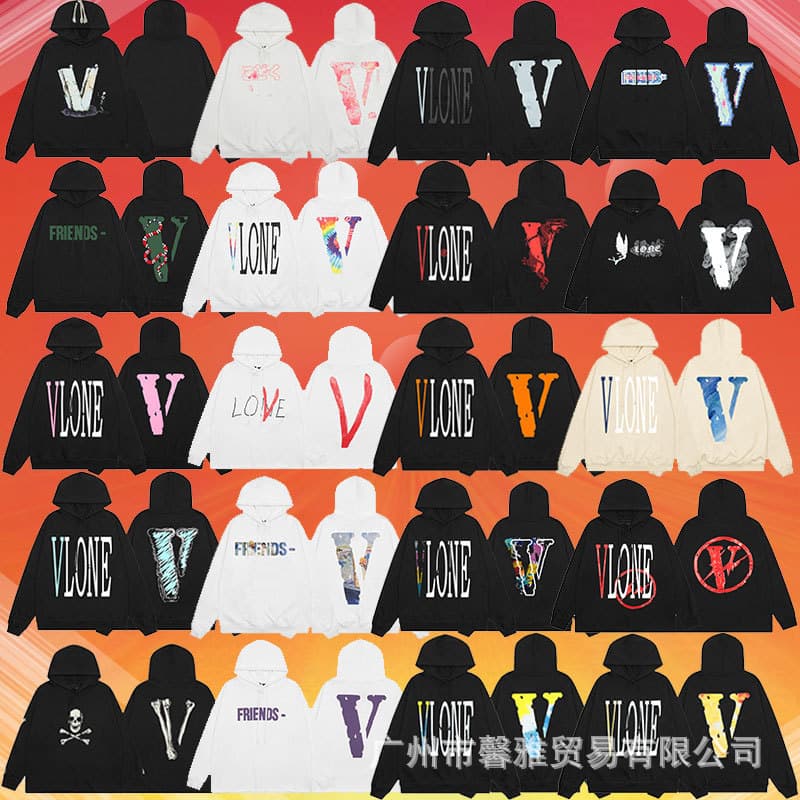 Vlone FOG Mosaic Friends Elements American Style Hoodie Sweatshirt Streetwear Casual Long Sleeve Printed Loose Fit for Teens