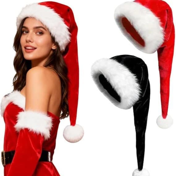 Cross-border super plush Christmas hat Christmas short plush hat Christmas gift decoration supplies plush